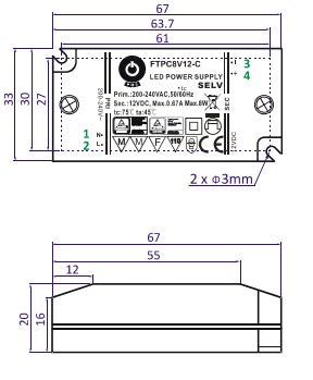 POS Power FTPC8V12-C 8W 12V/0.67A LED Power Supply - LED Retro