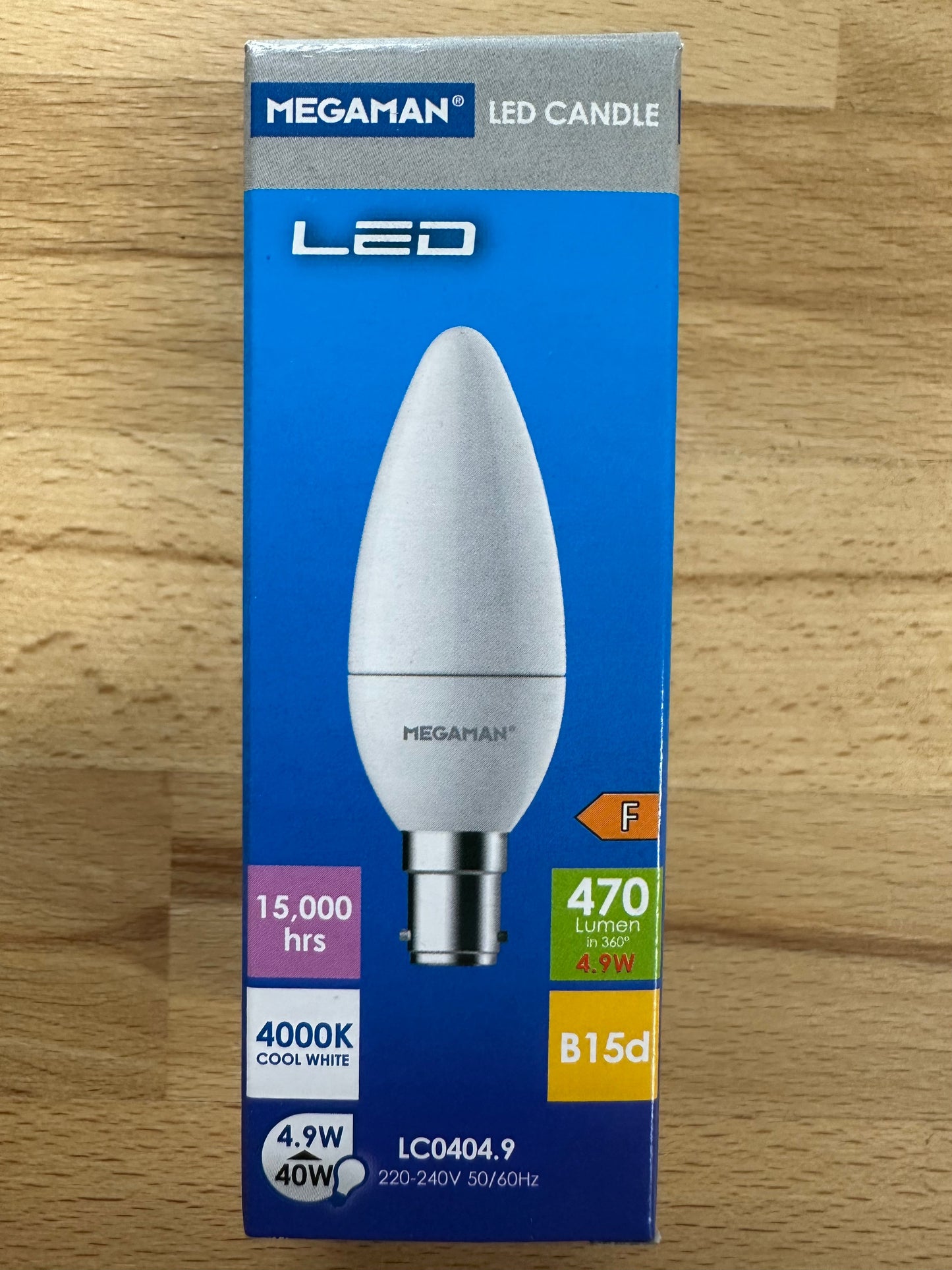Megaman Economy 4.9W Candle B15 4000K Cool White - 143354E - LED Retro