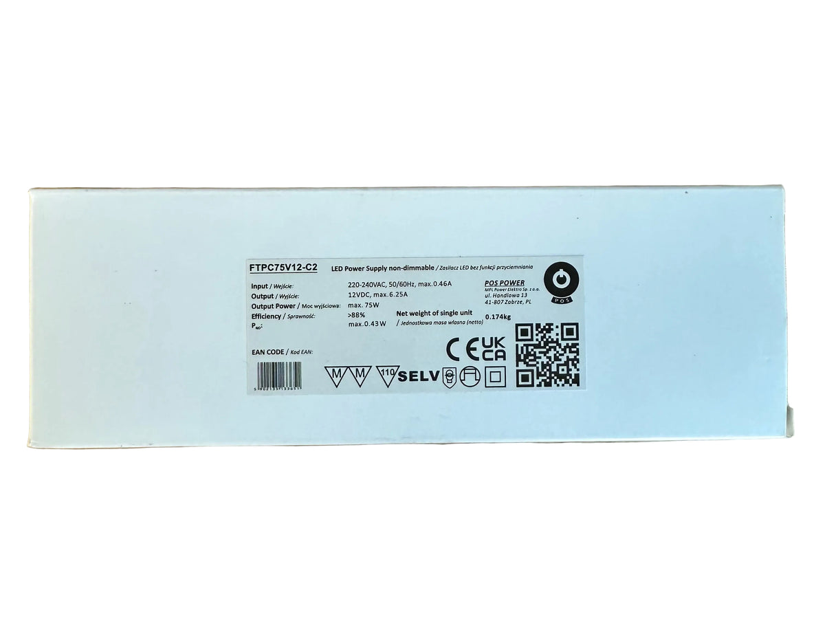 POS Power FTPC75V12-C2 75w 12v/6.25A LED Power Supply - LED Retro