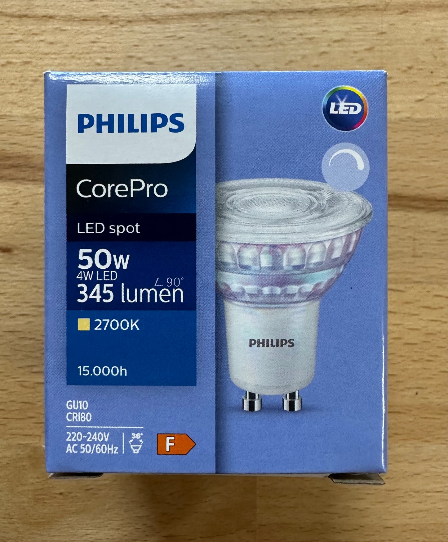 Philips Corepro LEDspot GU10 PAR16 4W 345lm 36D - 827 Extra Warm White - Dimmable - LED Retro