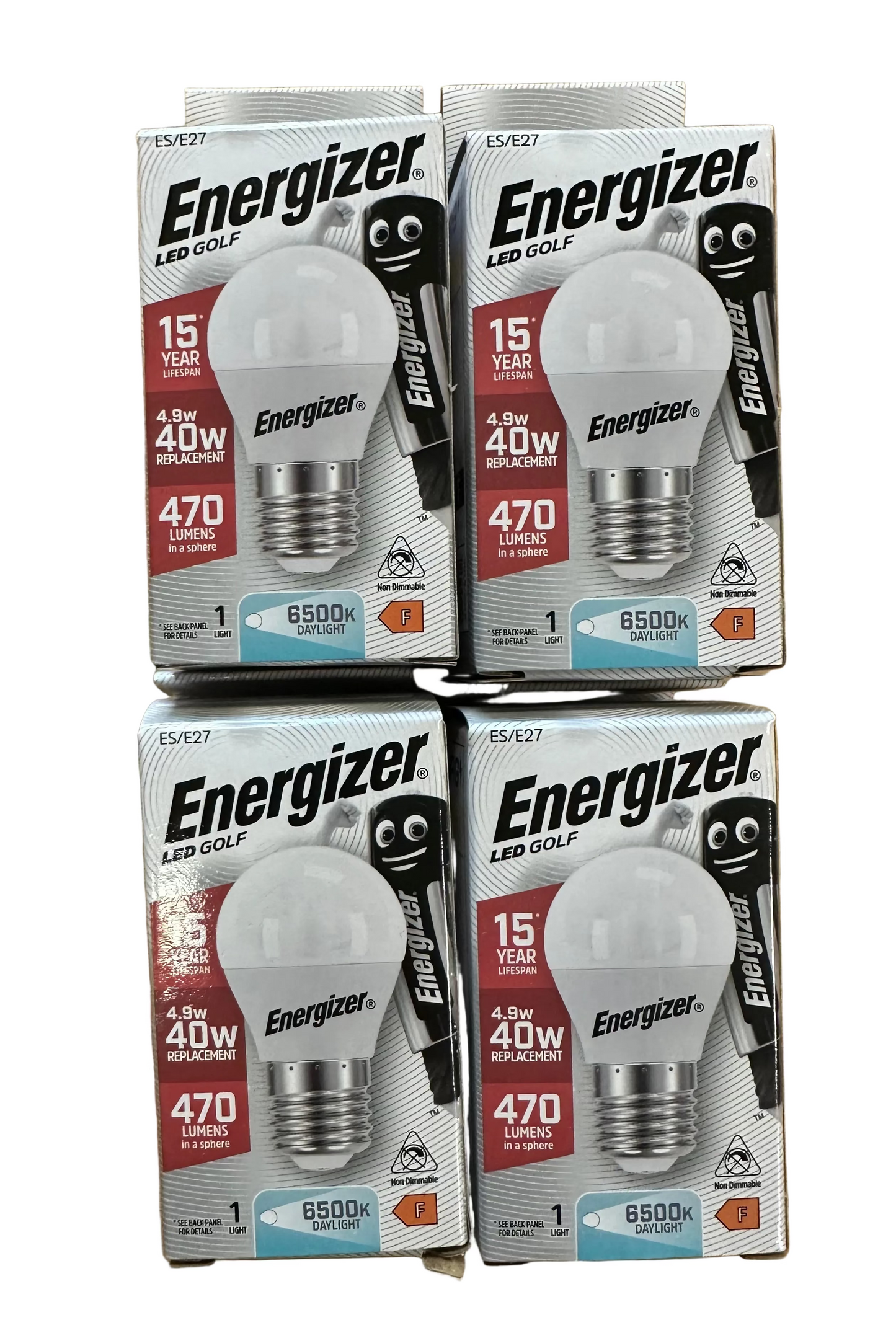 S13572 Energizer 5.2W LED GOLF BALL 470LM Opal ES (E27) Daylight Bulb X4 - LED Retro