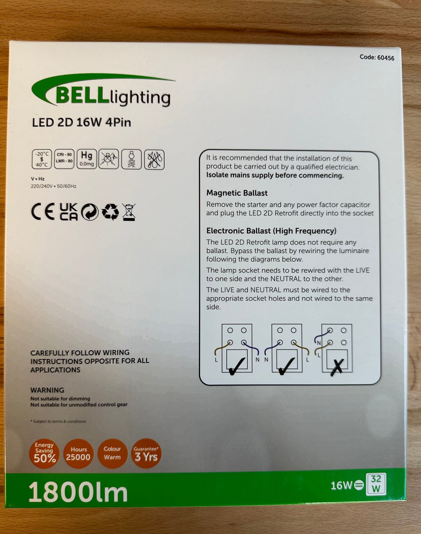 BELL Lighting 60456 16W 4 Pin 2D LED Replacement Lamp for 28W 3000K - LED Retro