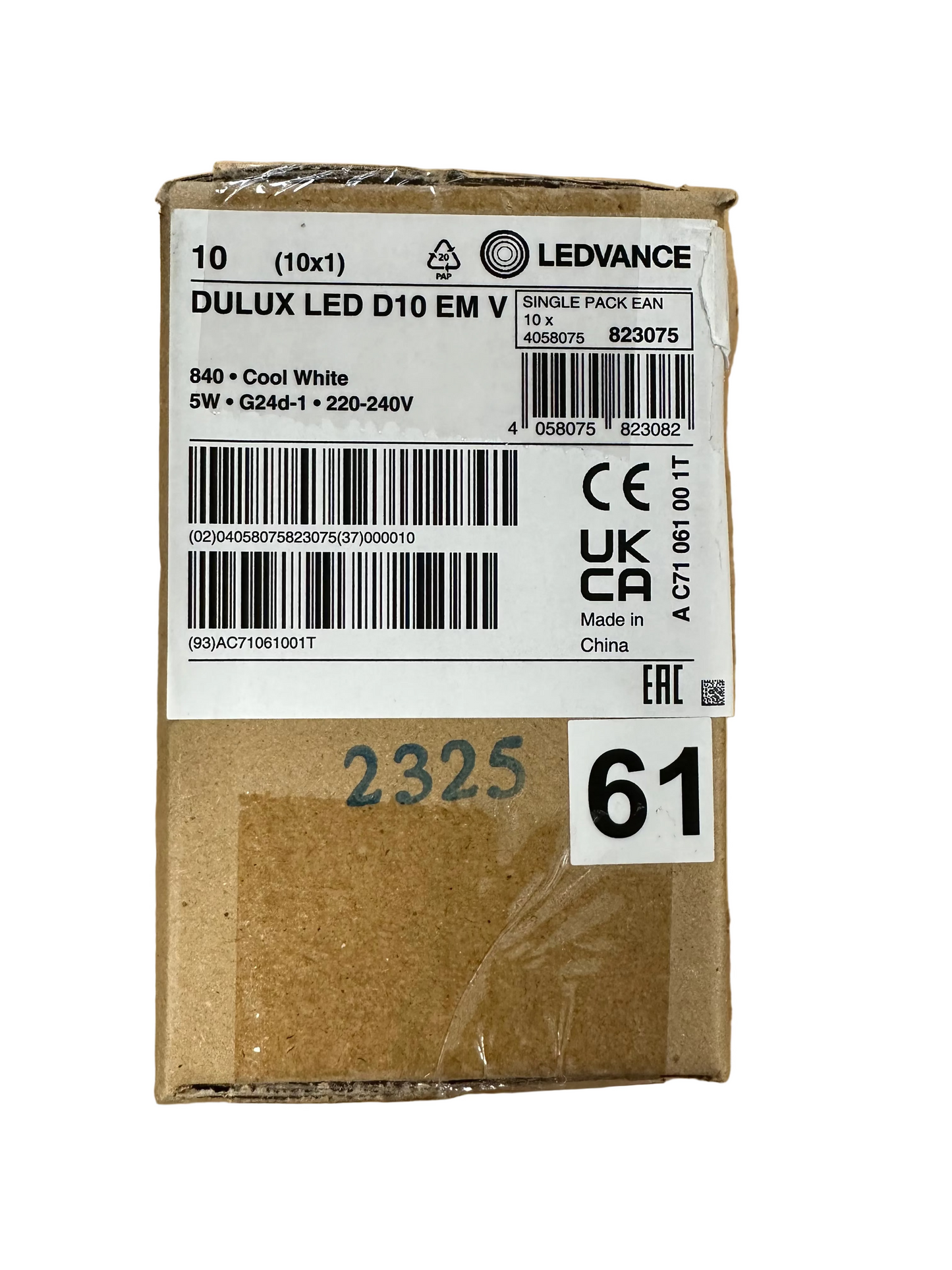4058075823075 = DULUX LED D10 EM & AC MAINS VALUE 5W 840 G24d-1 600lm - LED Retro