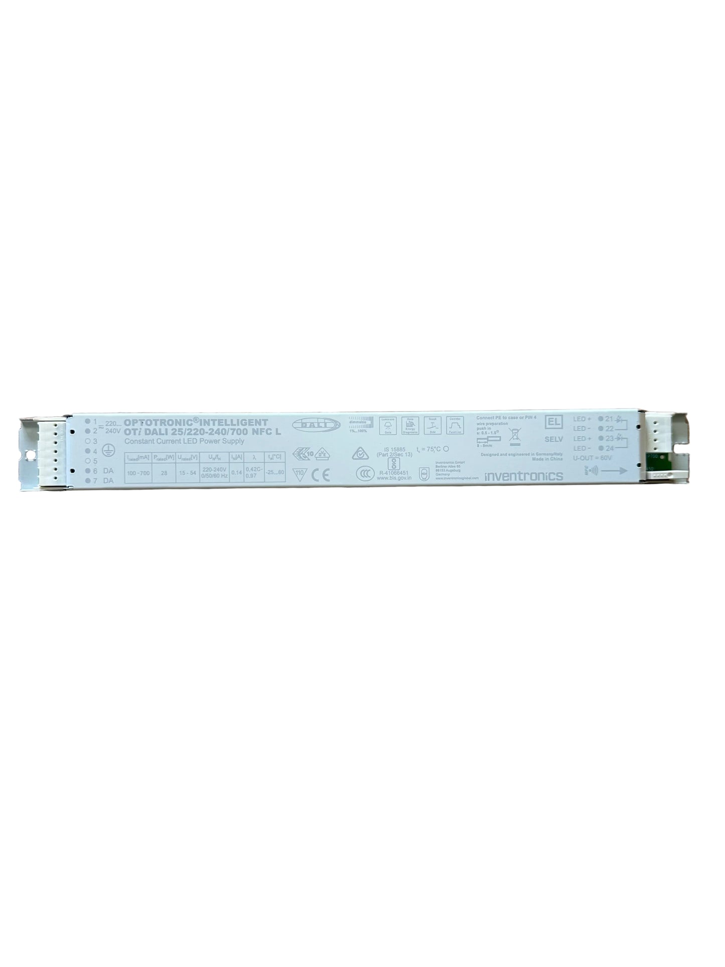 Osram Inventronics OTi DALI 25/220-240/700 NFC L - DALI NFC (SELV) Linear constant current LED driver - LED Retro