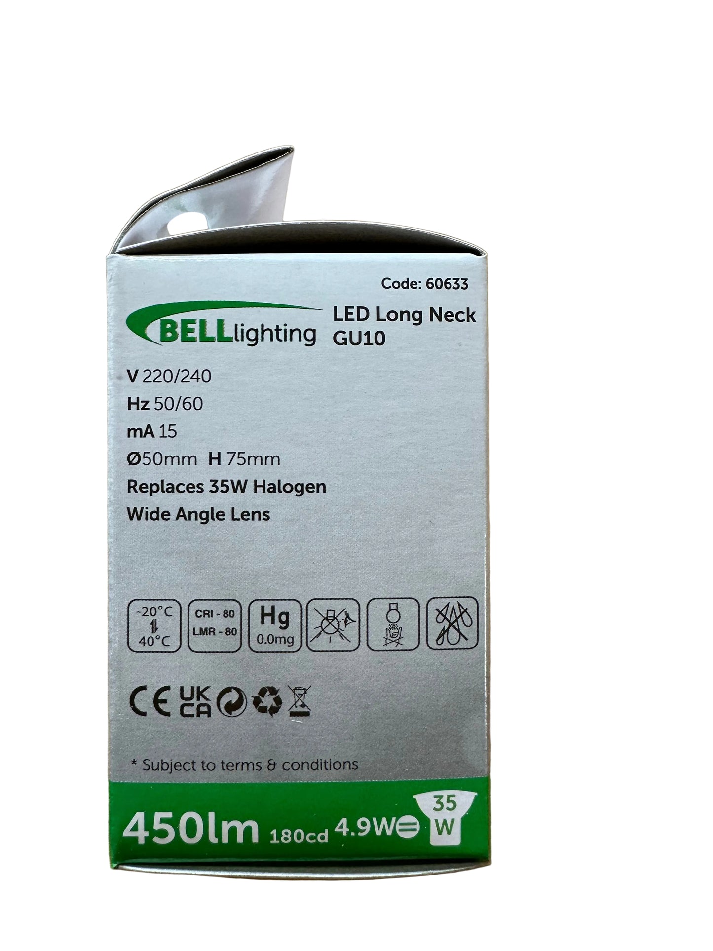 BELL Lighting 60633 - LED 4.9W Long Neck GU10 - 100° Beam - 4000K - LED Retro