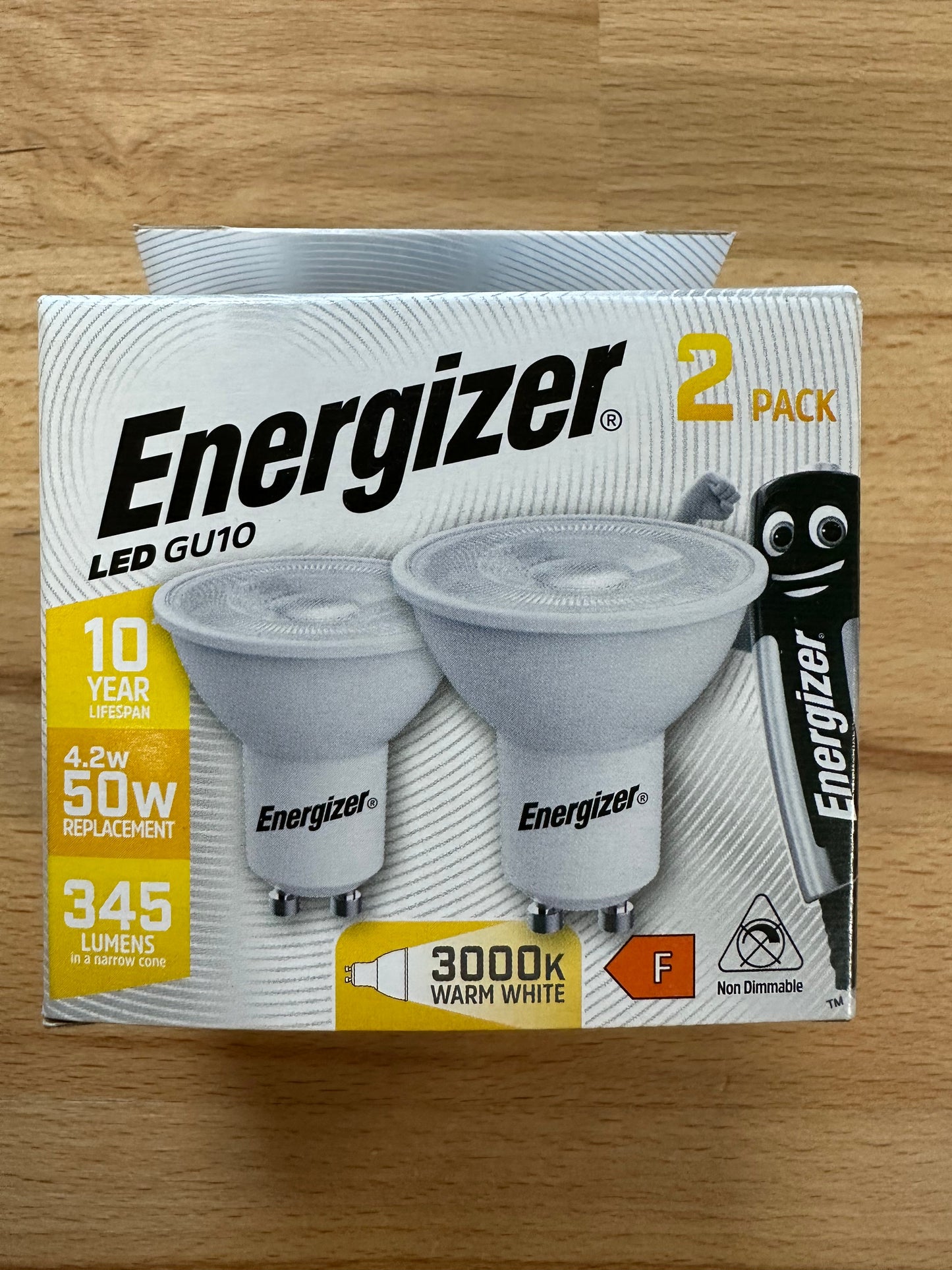 S16705 Energizer LED GU10 4.2W Warm White, Pack of 2 - LED Retro