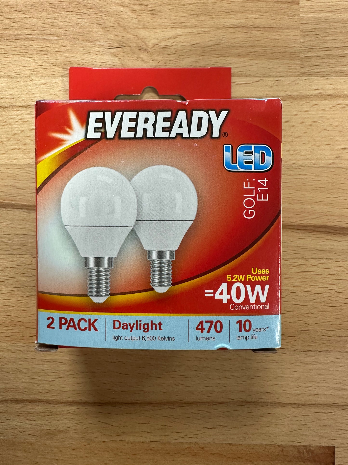 Eveready LED Golf Ball 5.2W 470LM Opal E14 (SES) 6500K (Daylight) - Pack of 2 - LED Retro