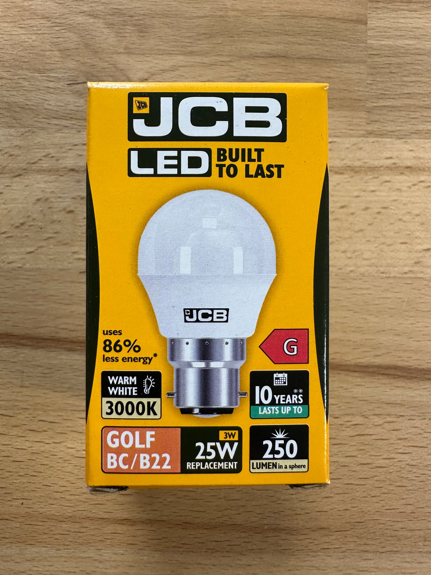 S10967 JCB 3W LED GOLF BALL 250LM OPAL BC (B22) Warm White - Pack of 1 - LED Retro