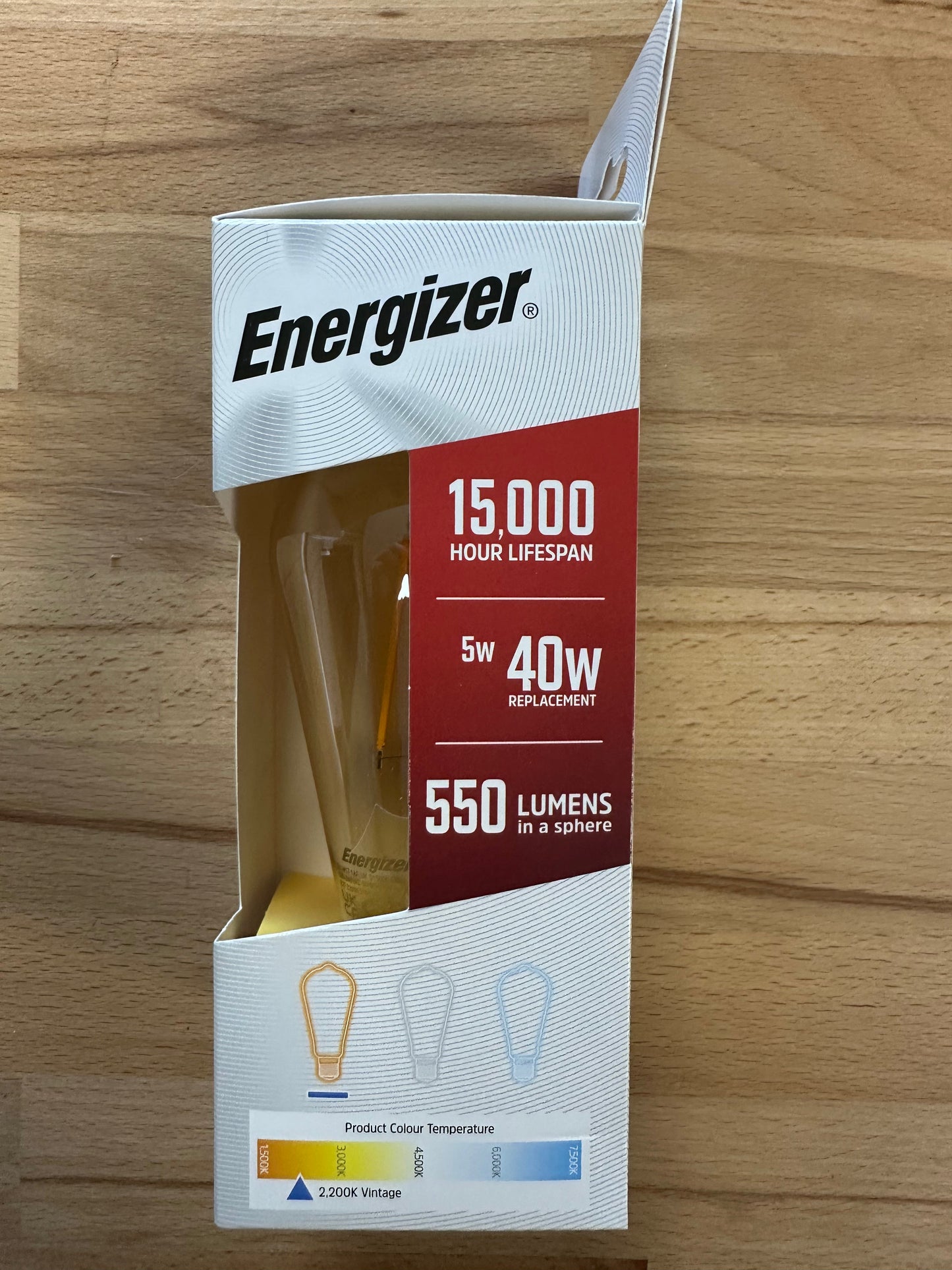 S15026 Energizer LED Filament Gold ST64 ES (E27) 5W 550lm 2200K Dimmable Bulb - LED Retro