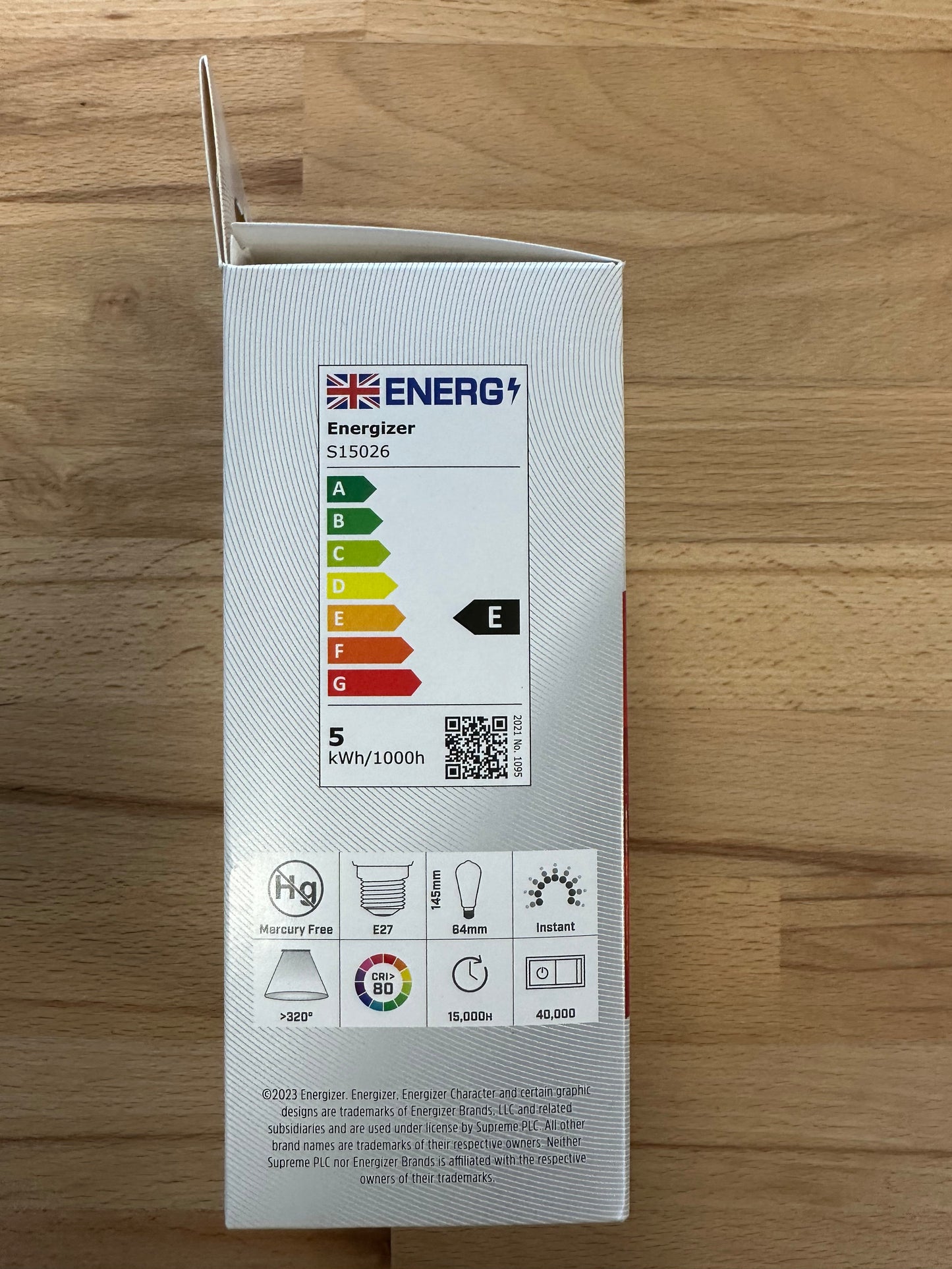 S15026 Energizer LED Filament Gold ST64 ES (E27) 5W 550lm 2200K Dimmable Bulb - LED Retro
