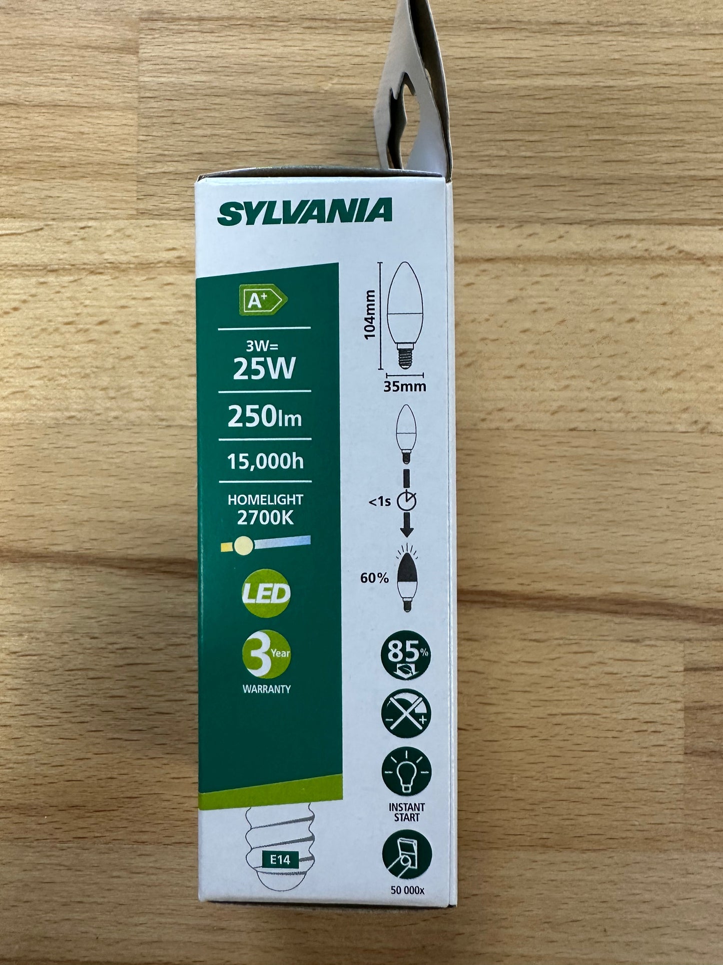 Sylvania ToLEDo Candle V6 250lm 827 E14 SL - LED 3W = 25W - 0026920 - LED Retro