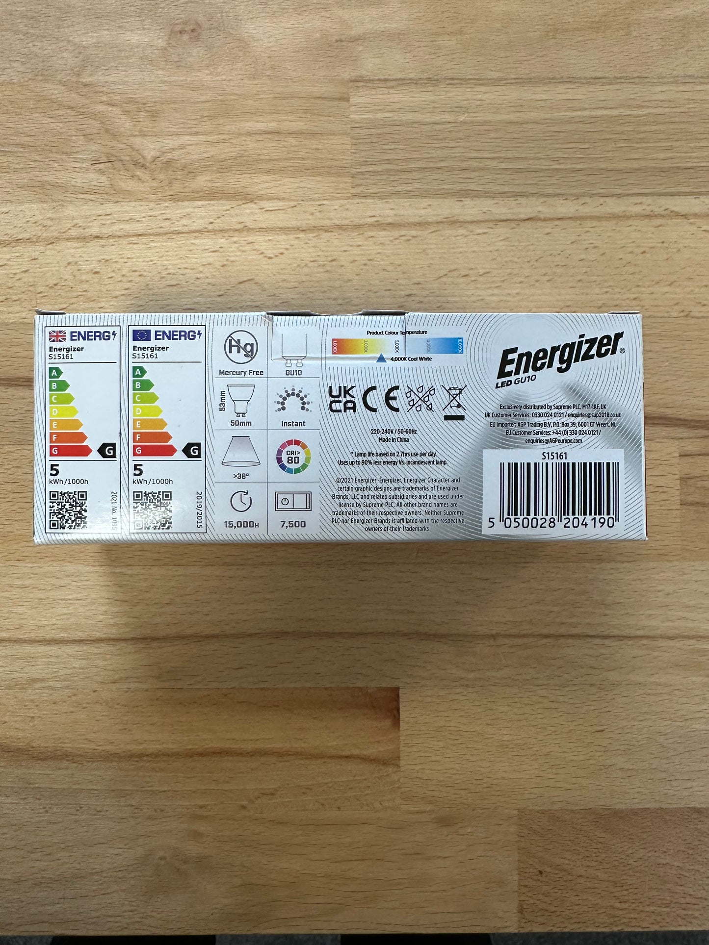 S15161 Energizer 4.8W LED GU10 345LM Cool White - Pack of 4 - LED Retro