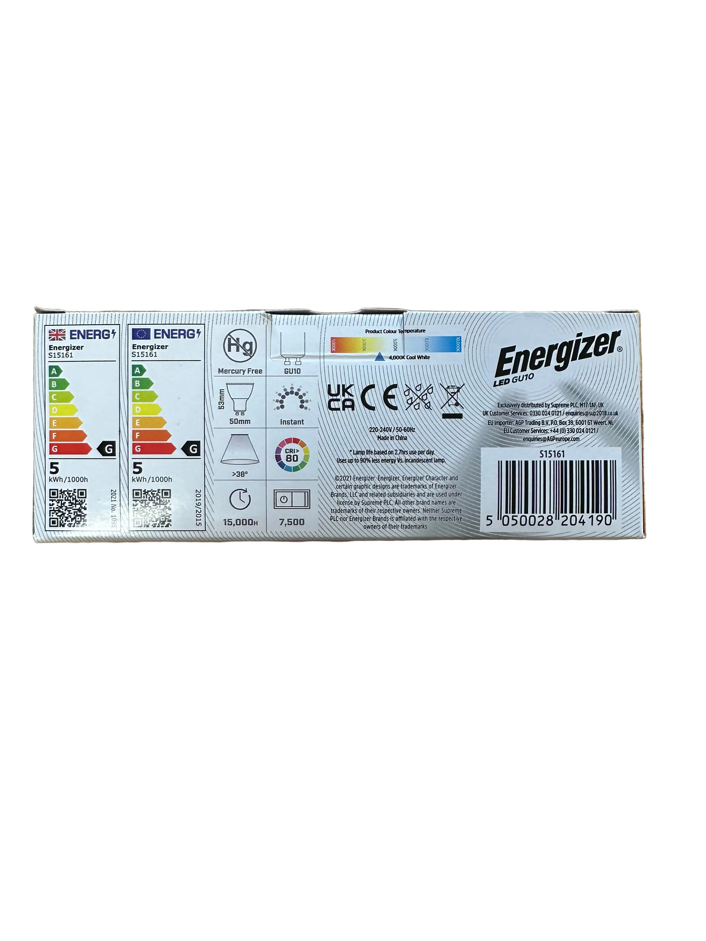 S15161 Energizer 4.8W LED GU10 345LM Cool White - Pack of 4 - LED Retro