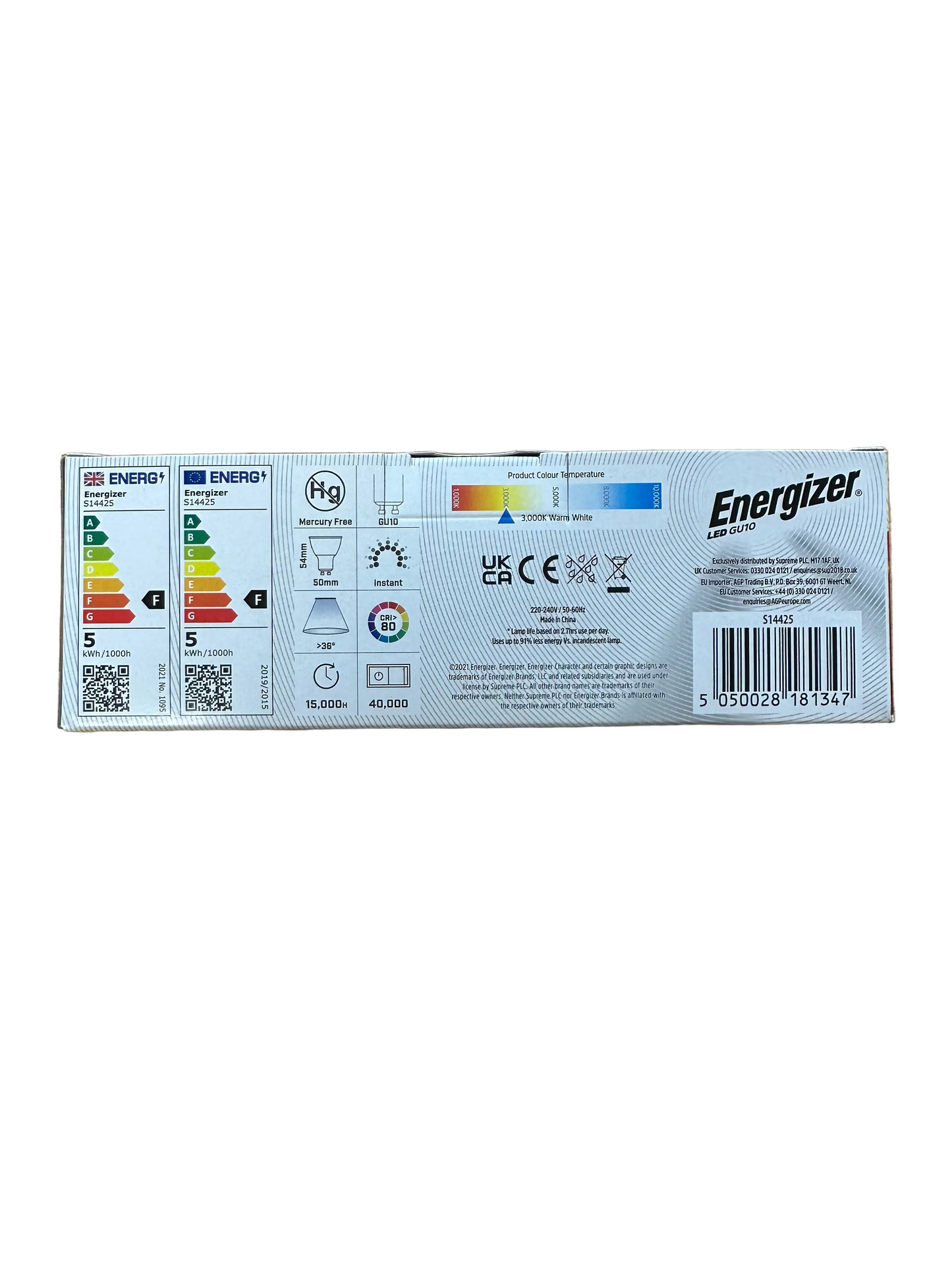 S14425 Energizer 4.2W LED GU10 345LM Warm White - Pack of 4 - LED Retro