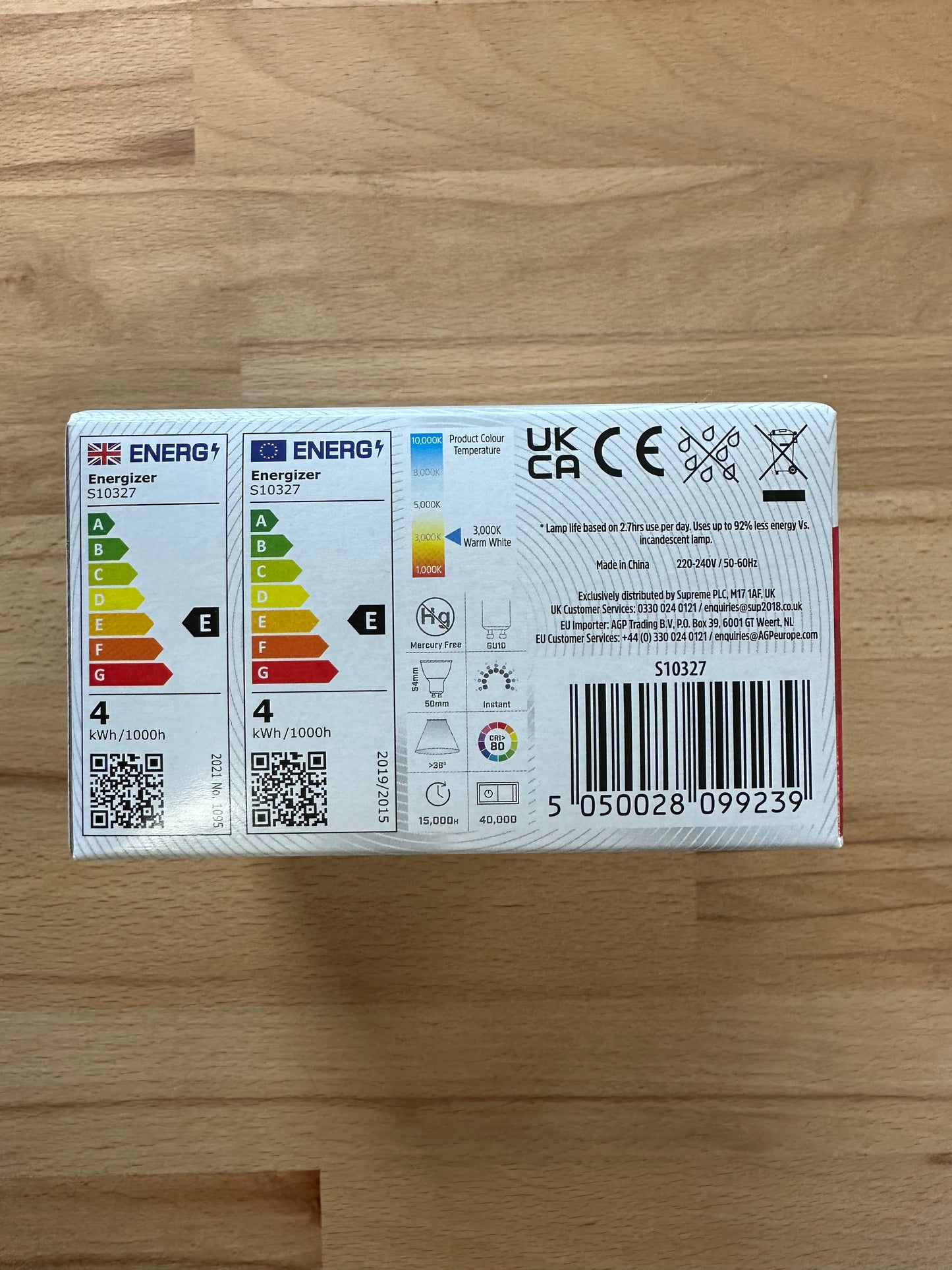 S10327 Energizer 3.6W Dimmable LED GU10 345LM Warm White - Pack of 4 - LED Retro