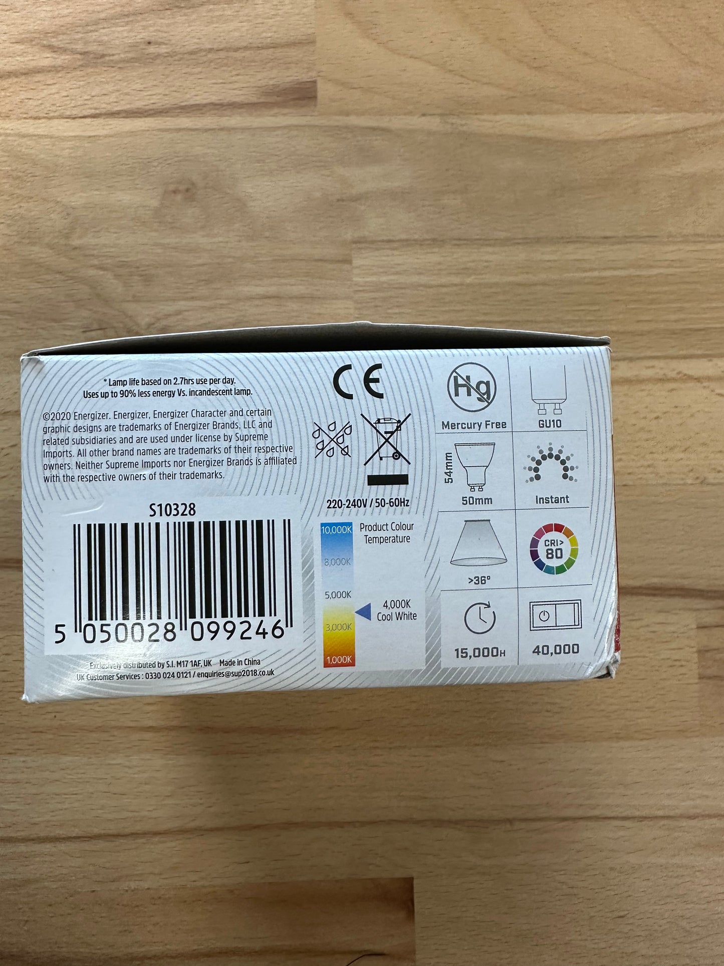 S10328 Energizer 4.6W Dimmable LED GU10 400LM Cool White - Pack of 4 - LED Retro