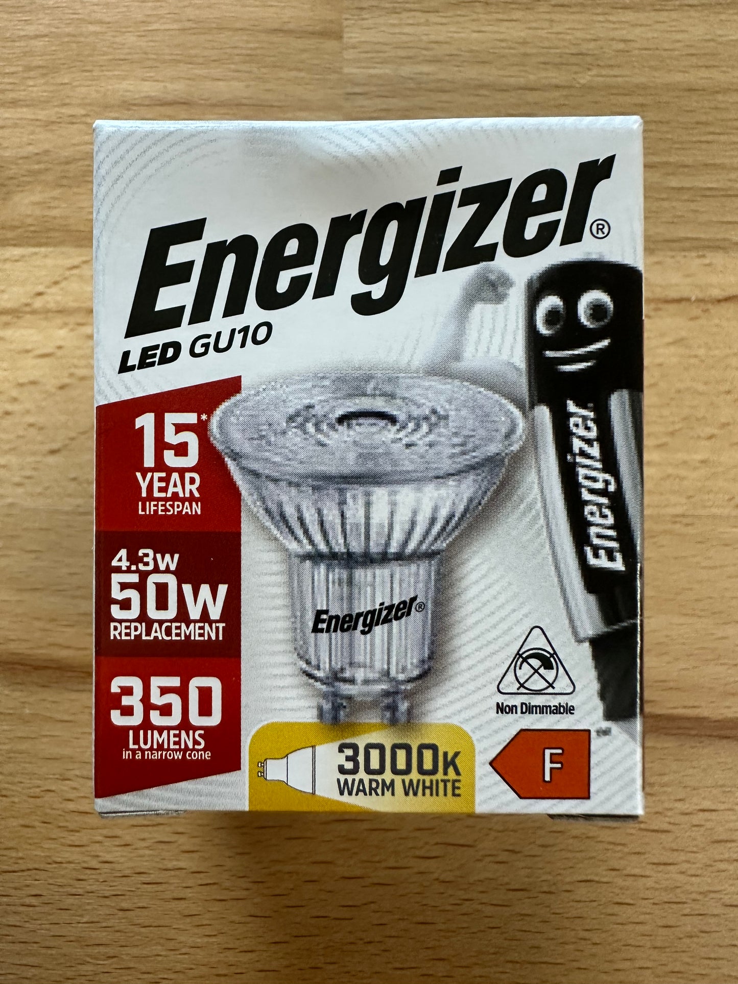 S9408 Energizer 4.3W LED GU10 350LM Warm White - Pack of 1 - LED Retro