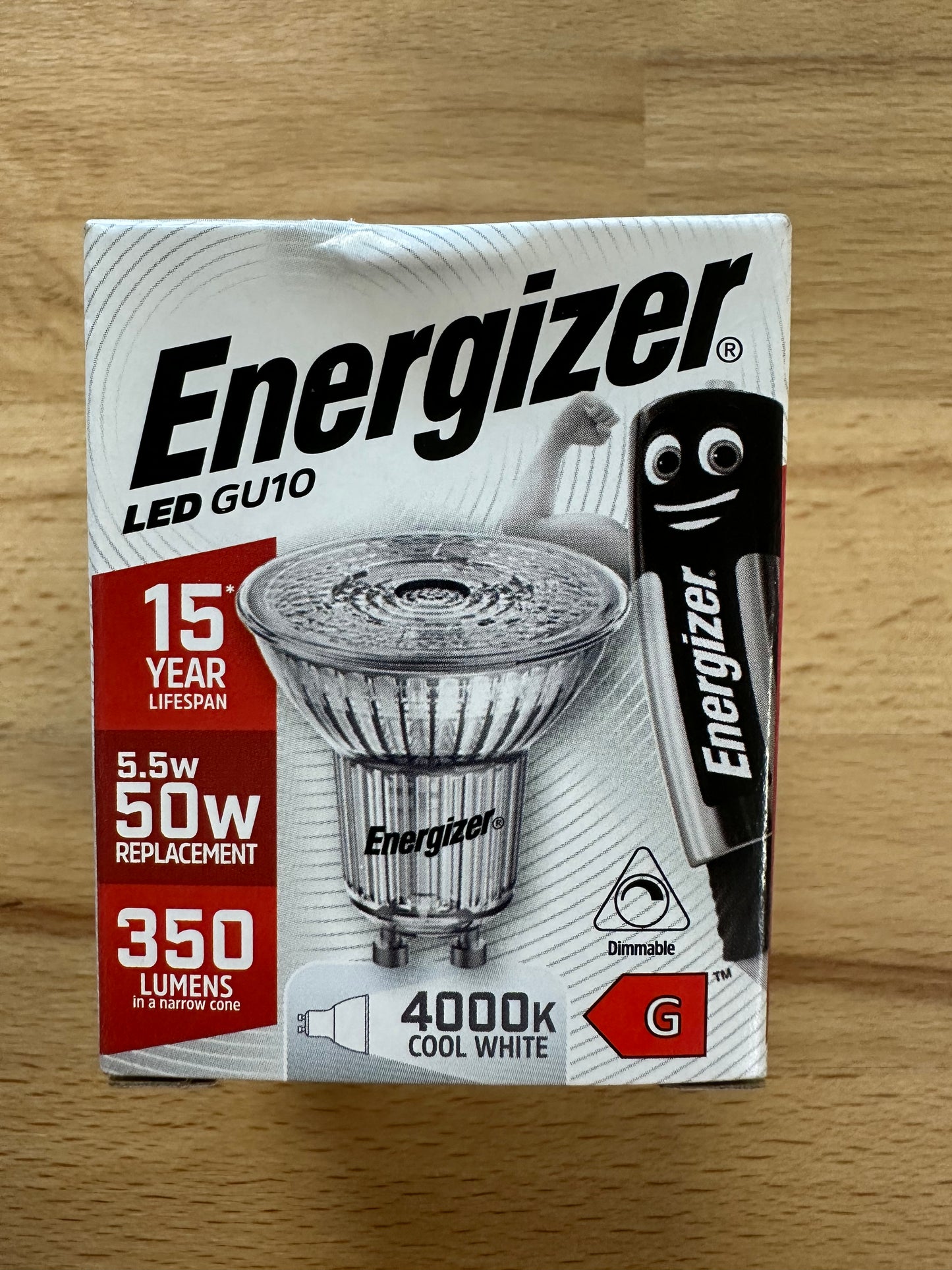 S9411 Energizer 5.5W Dimmable LED GU10 350LM Cool White - Pack of 1