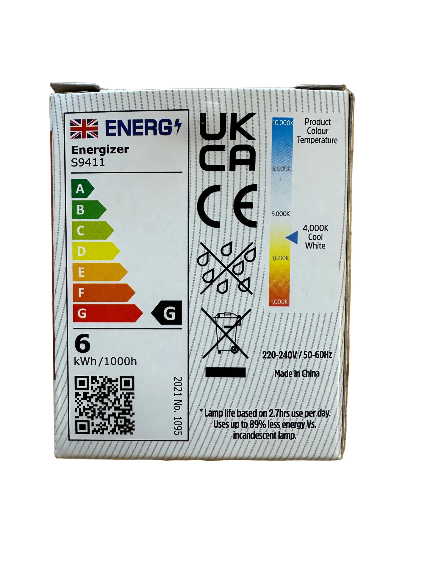S9411 Energizer 5.5W Dimmable LED GU10 350LM Cool White - Pack of 1