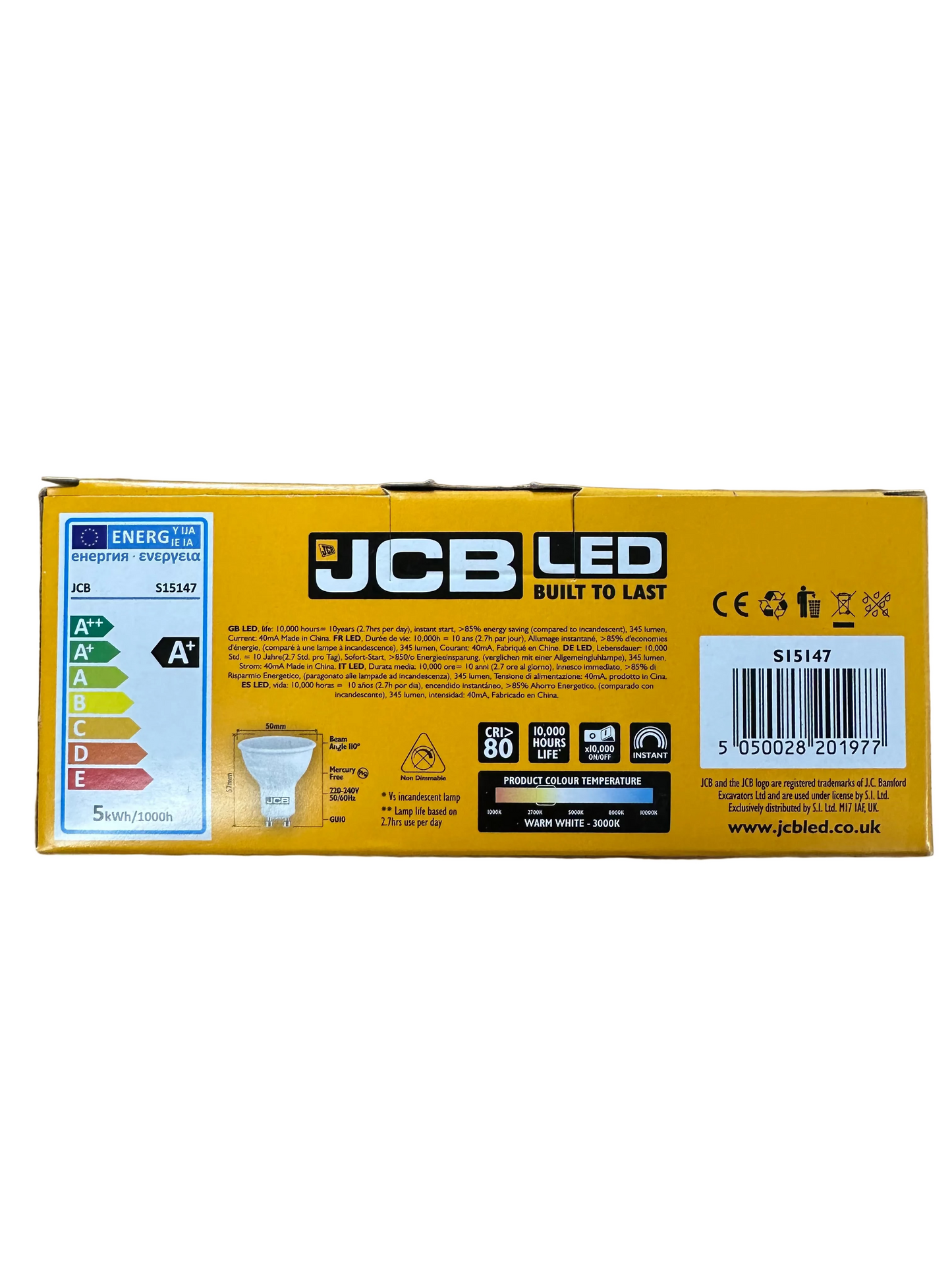 S15147 JCB 5W LED GU10 345LM Warm White - Pack of 4 - LED Retro