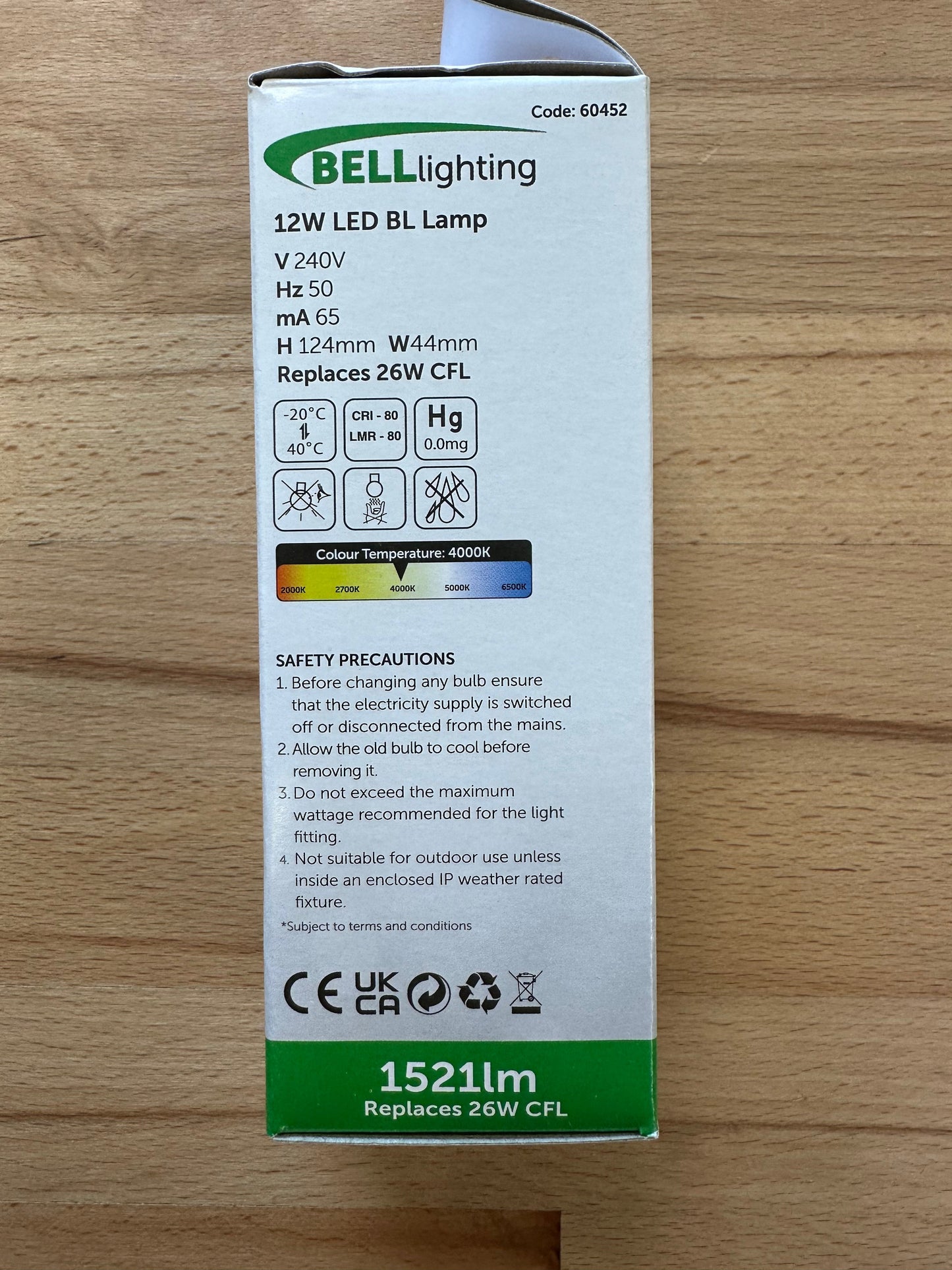 Bell LED 12W Glass Round BL - 2/4 Pin - G24d/Gx24q - 4000K - 60452 - LED Spares