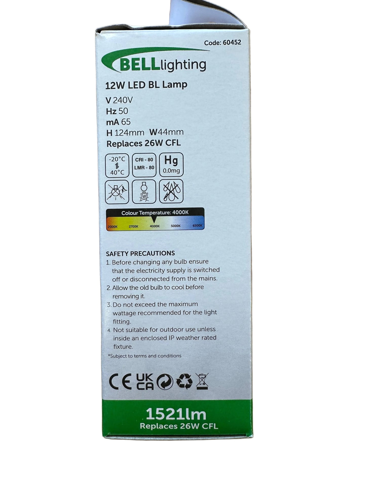 Bell LED 12W Glass Round BL - 2/4 Pin - G24d/Gx24q - 4000K - 60452 - LED Spares