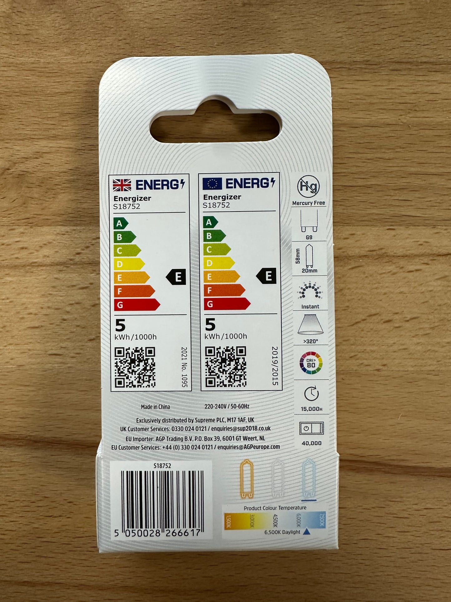 Energizer G9 LED 470lm 4.2W 6500K (Daylight) - S18752 - LED Retro