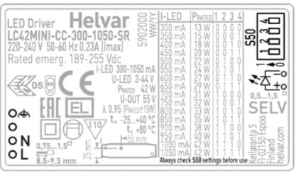 Helvar - LC42MINI-CC-300-1050-SR - LED Retro