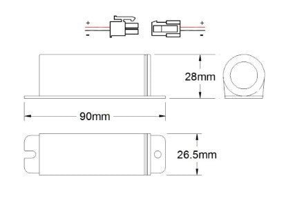 Liteplan 1/LP38/S/MS 3.2V 3.8Ah LiFePO4 Battery in a Stick Formation With Mounting Plate and Molex Socket - LED Retro