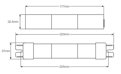 Liteplan 3-CD45/S/AS 3.6V 4.5Ah NiCd Battery in Stick Formation with End Caps & Twin Socket - LED Retro