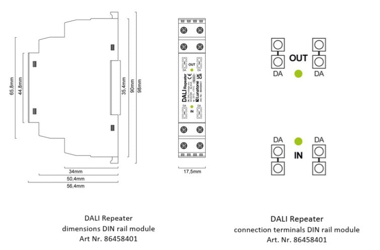 Lunatone DALI Repeater PS, DIN Rail - 86458401-PS-HS - LED retro