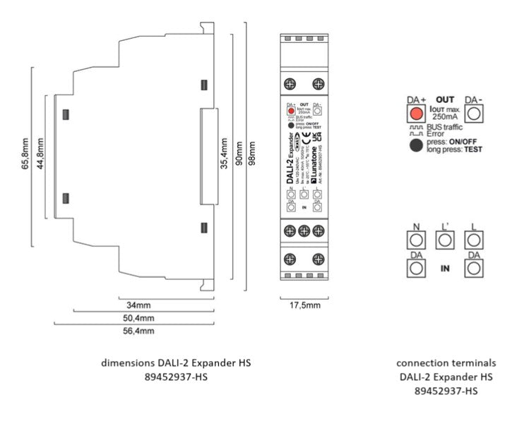 Lunatone DALI-2 Expander Din Rail - 89452937-HS - LED retro