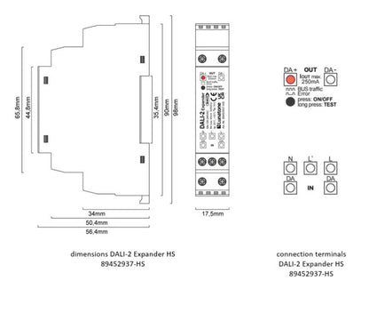 Lunatone DALI-2 Expander Din Rail - 89452937-HS - LED retro