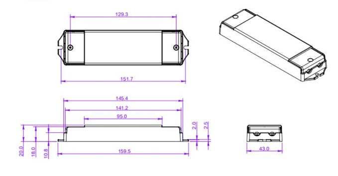 ECOPAC ELED-20P-C250/700T Triac Dimmable LED Driver 20W 250-700mA - LED Retro