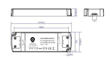 POS Power FTPC50V12-D 50W 12V/4.16A Triac Dimmable LED Power Supply - LED Retro