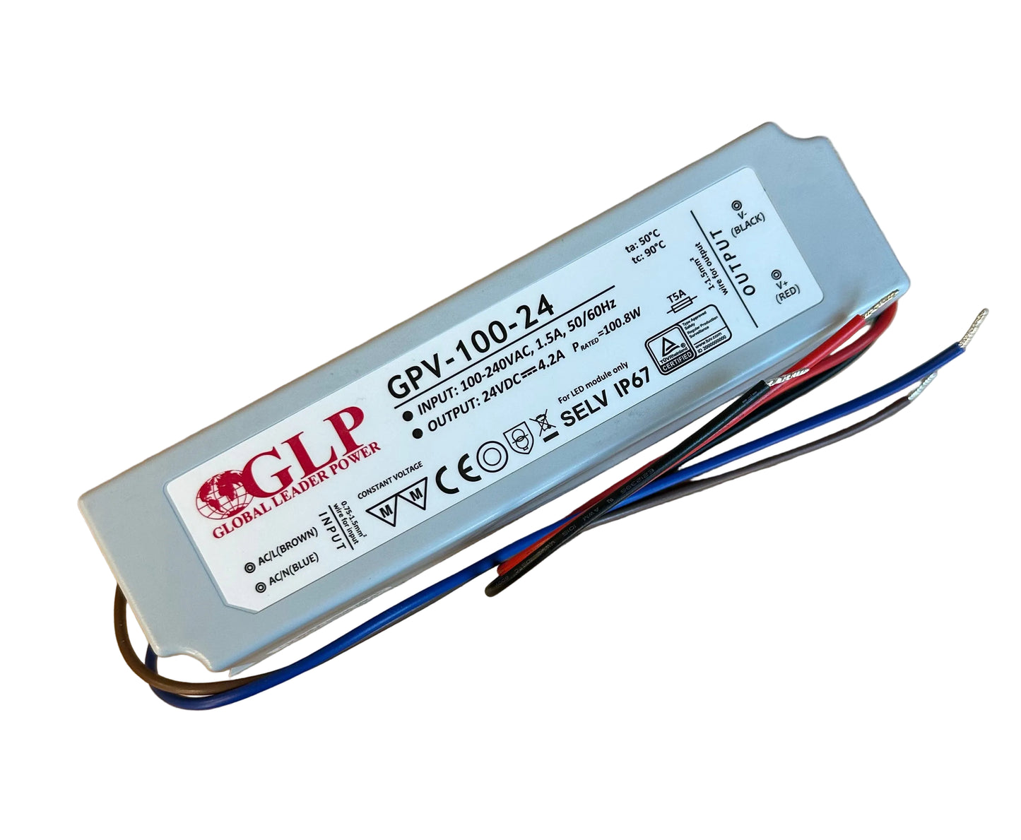 GLP-100-24 100.8W 12V/4.2A CV IP68 LED Power Supply - LED Retro