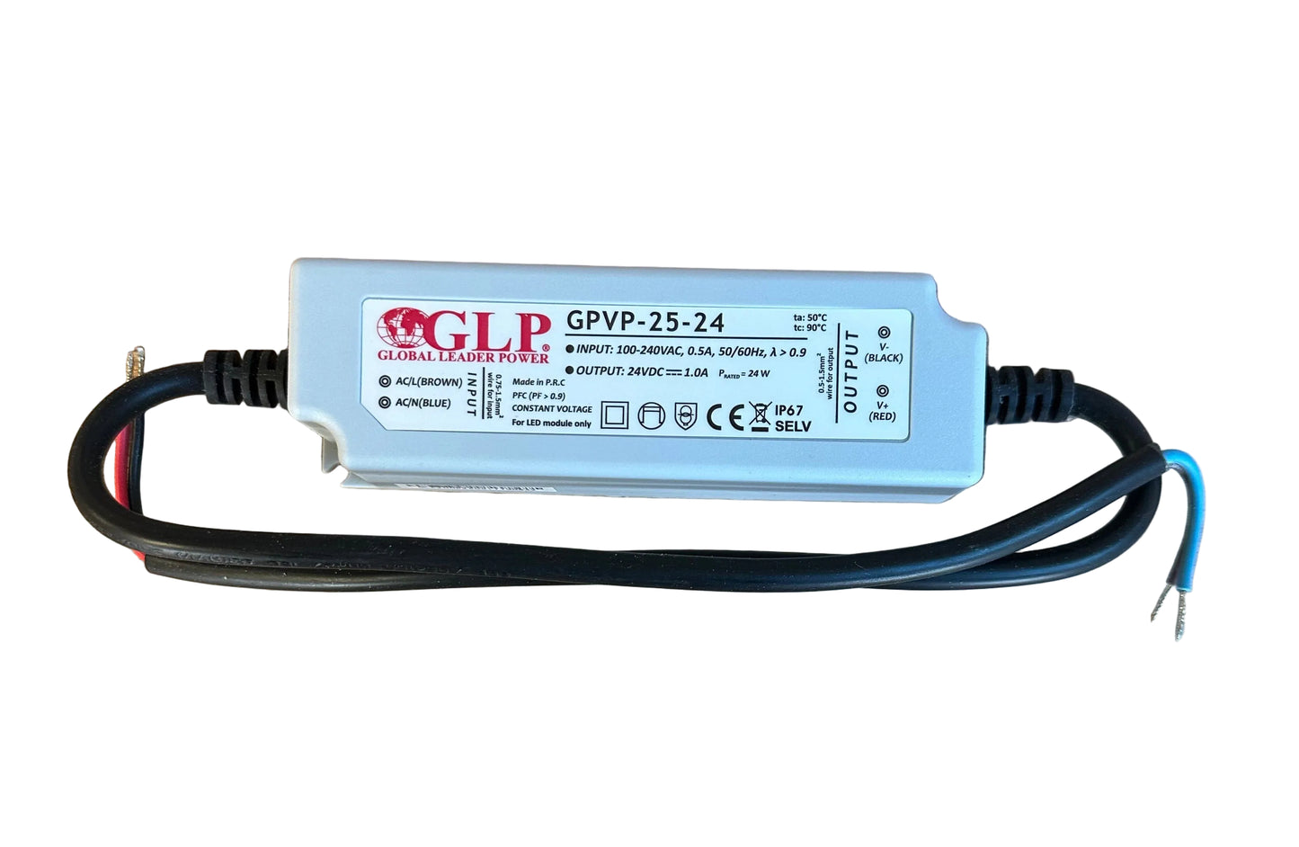 GLP GPVP-25-24 25W 24V/1A CV IP67 LED Power Supply - LED Retro