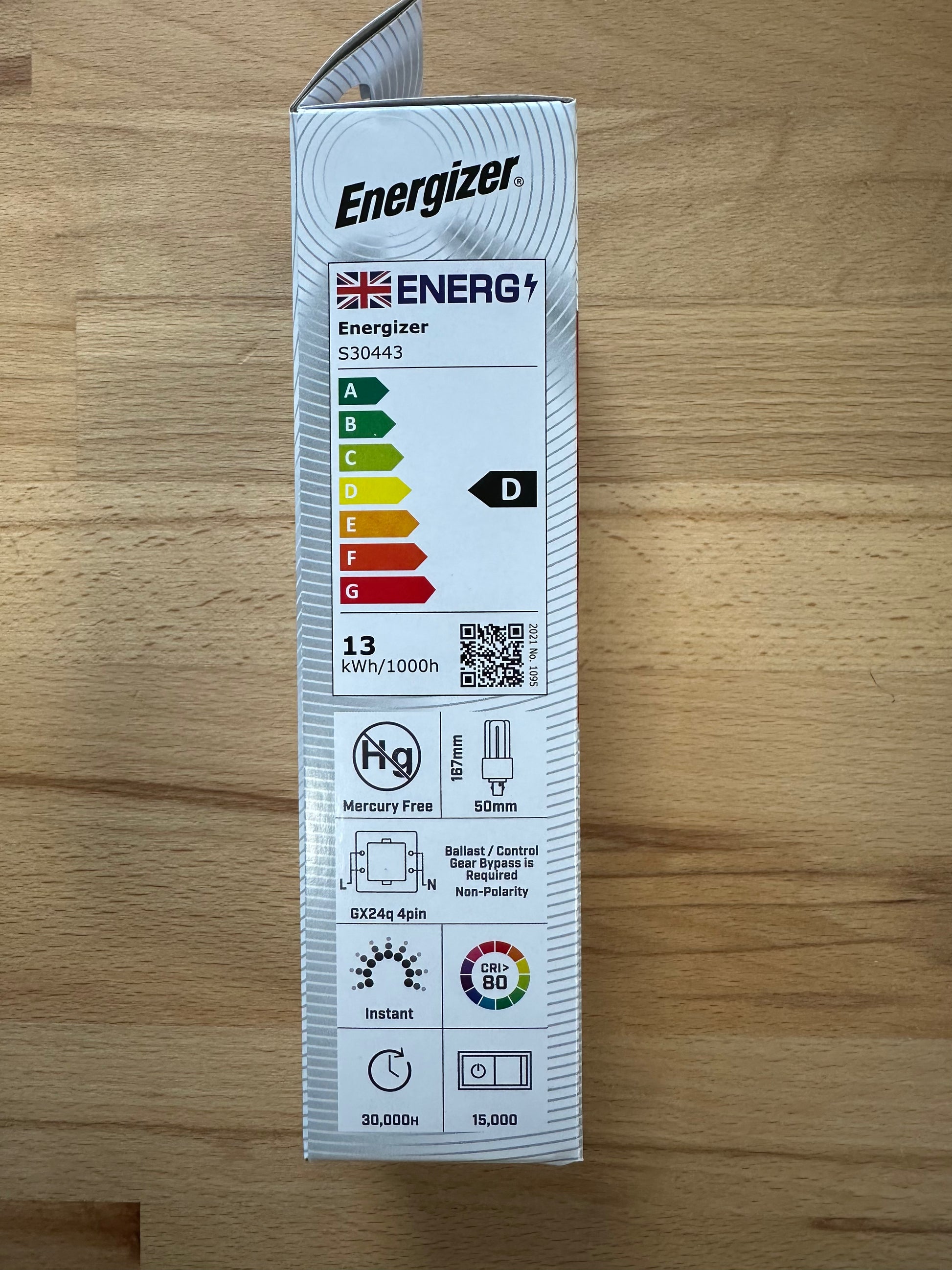 Energizer 13W=42W LED PLT (PL-T) GX24q-4 4Pin 1780lm 4000K (Cool White) - S30443 - LED Retro