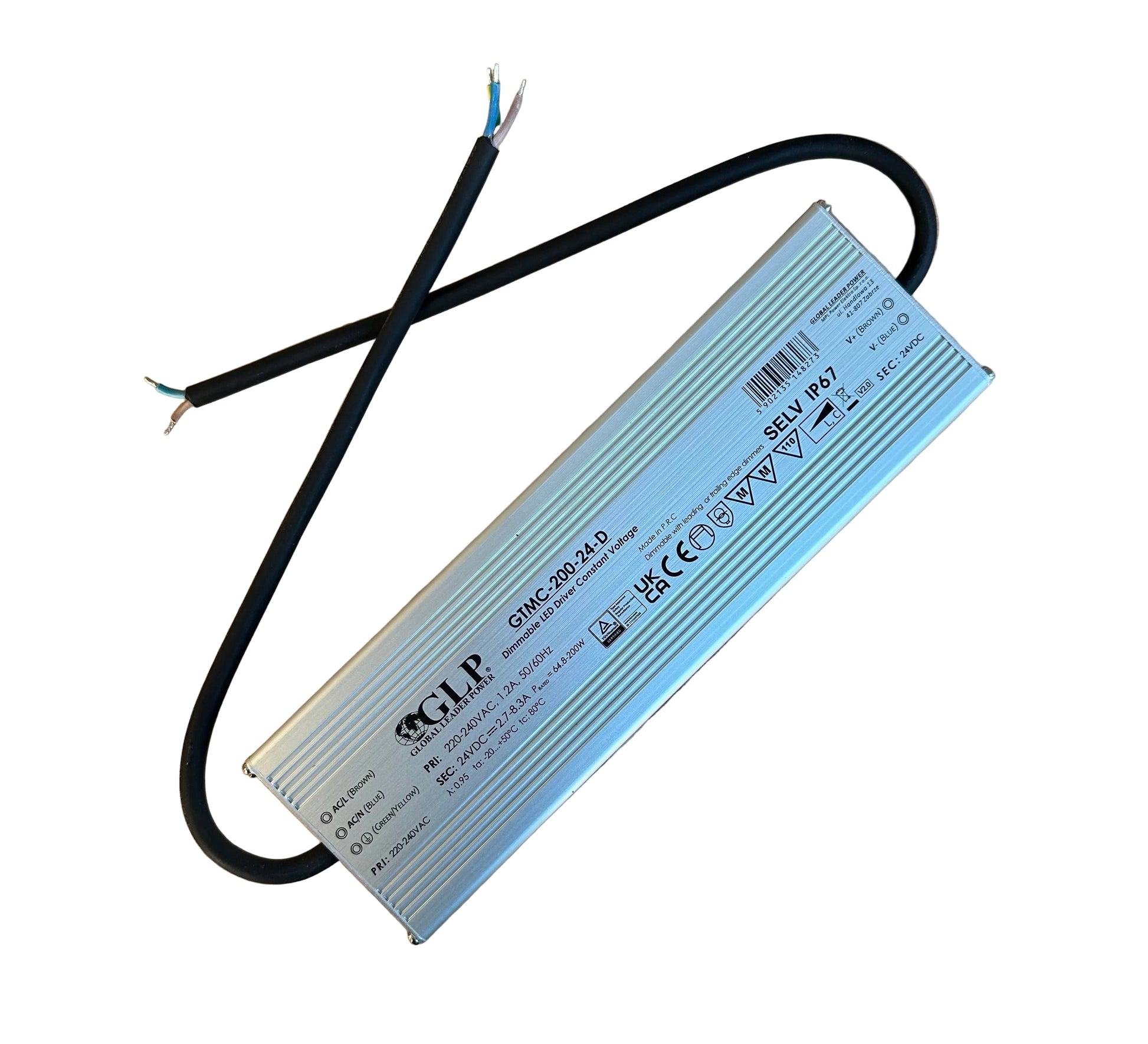 GLP GTMC-200-24-D 200W 8.3A 24V IP67 Triac Dimmable LED Power Supply - LED Retro