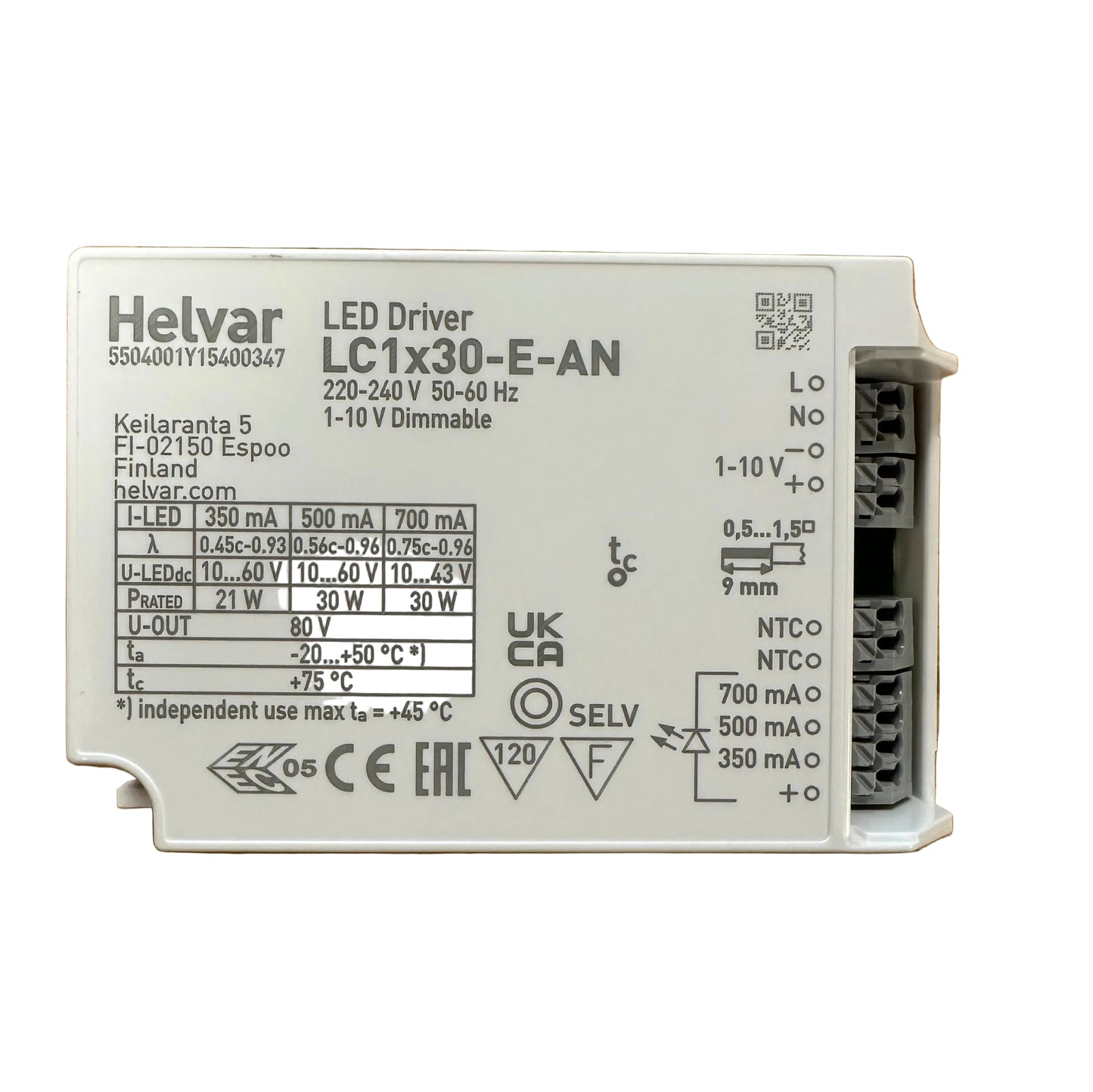 Helvar LC1X30-E-AN 30W 1-10V Dimmable LED Driver - LED Retro