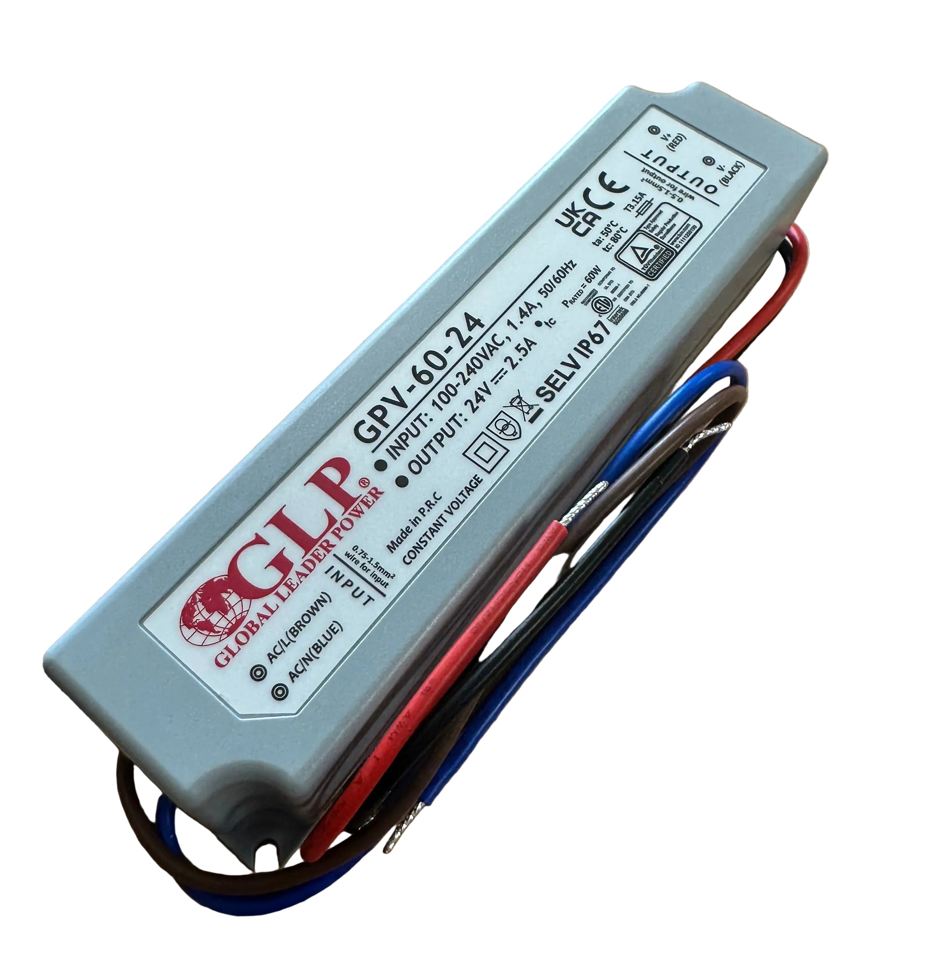 GLP GPV-60-24 60W 24V/2.5A IP67 LED Power Supply - LED Retro