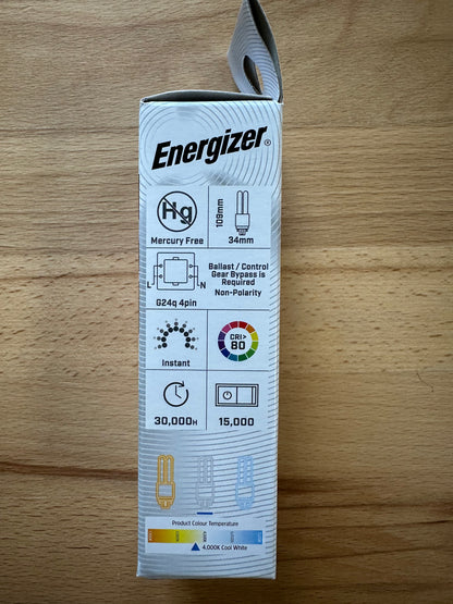 Energizer 4.5W=13W LED PLD (PL-C) G24q 4Pin 660lm 400K (Cool White) - S30424 - LED Retro