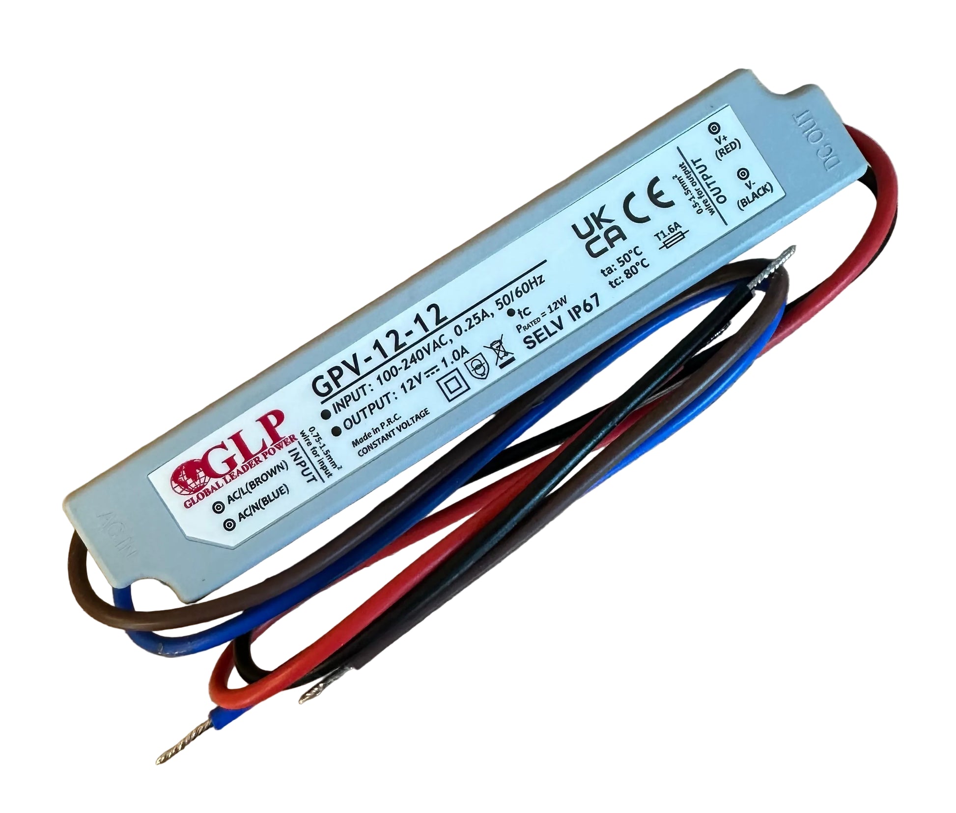 GLP GPV-12-12 12W 12V/1A IP67 LED Power Supply - LED Retro