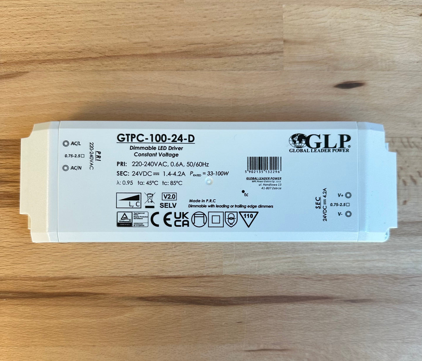 GTPC-100-24-D 100W 24V 1.4-4.2A Triac Dimmable LED Driver - LED Retro