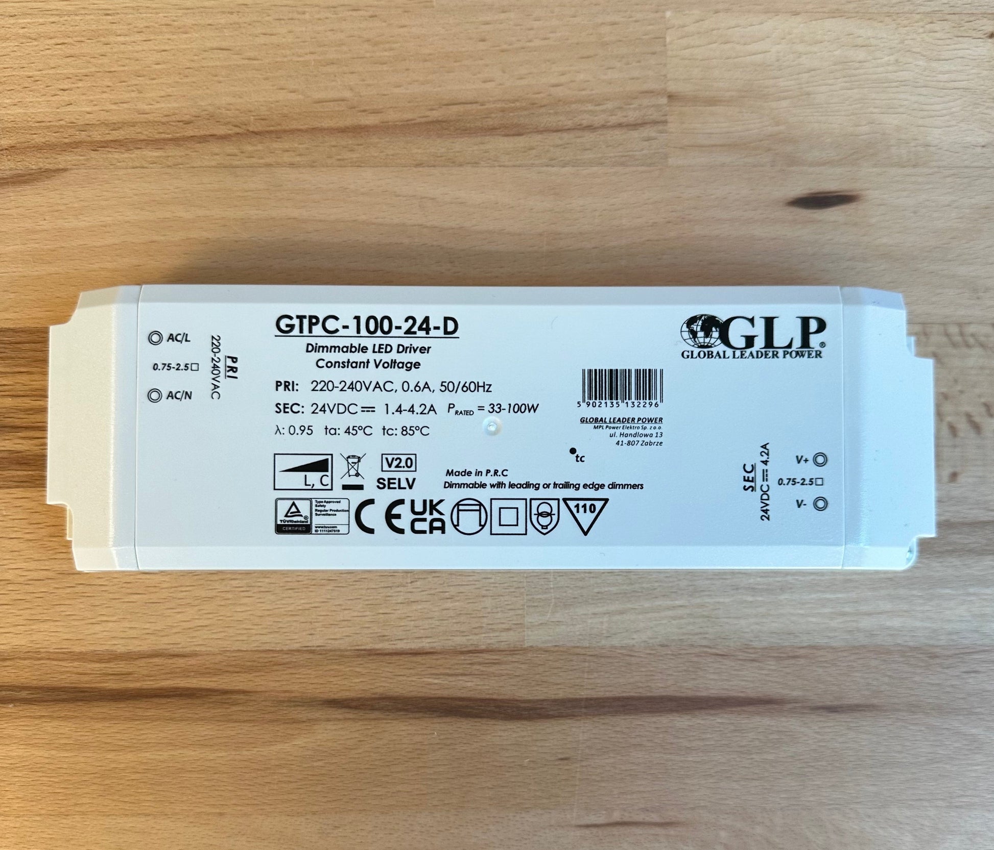 GTPC-100-24-D 100W 24V 1.4-4.2A Triac Dimmable LED Driver - LED Retro