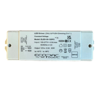 ECOPAC ELED-30-12DP2 30W 12V 2.5A DALI 2 & Push Dimmable LED Driver - LED Retro