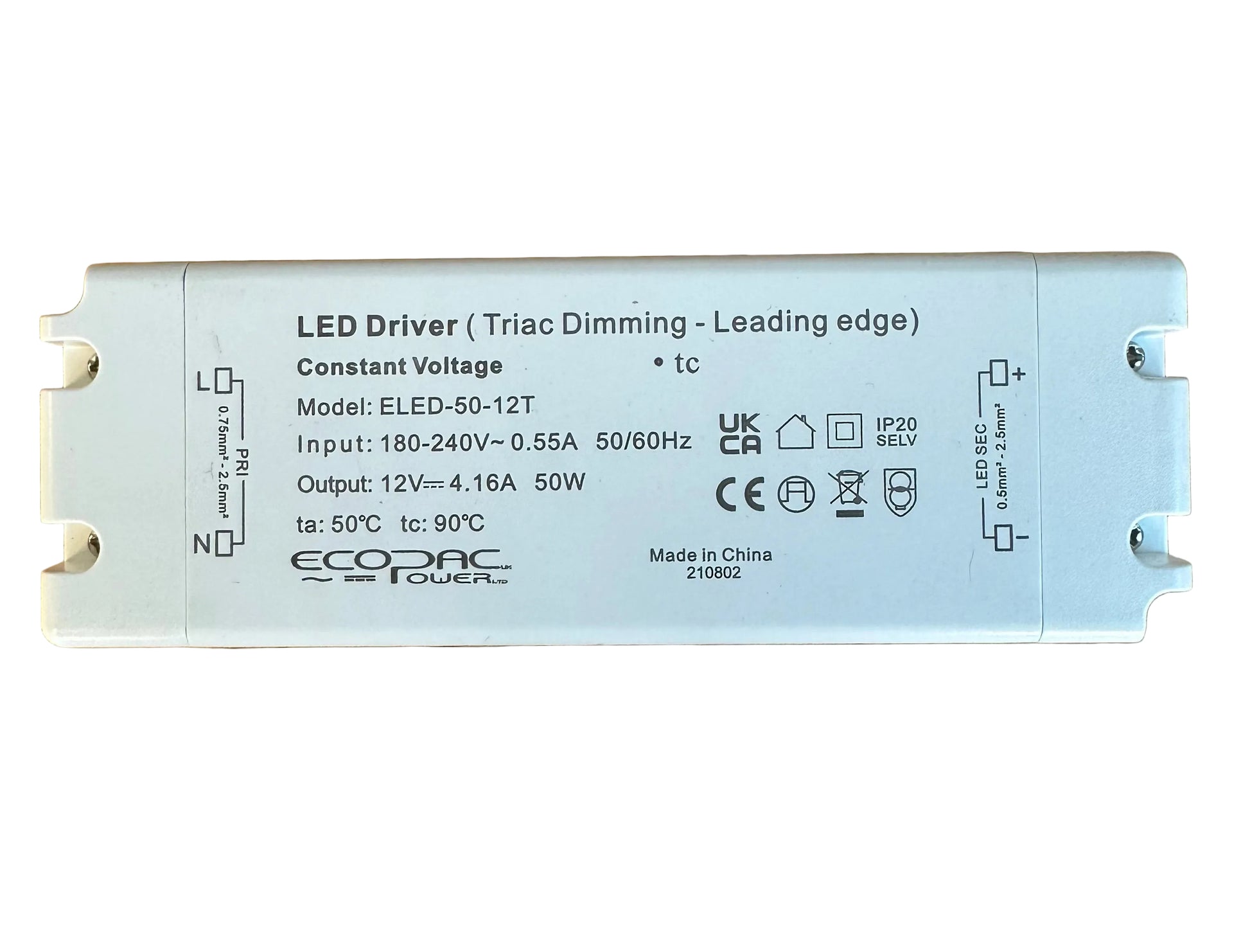 Ecopac ELED-50-12T 50W Constant Voltage 12V Triac Dimmable LED Driver - LED Retro