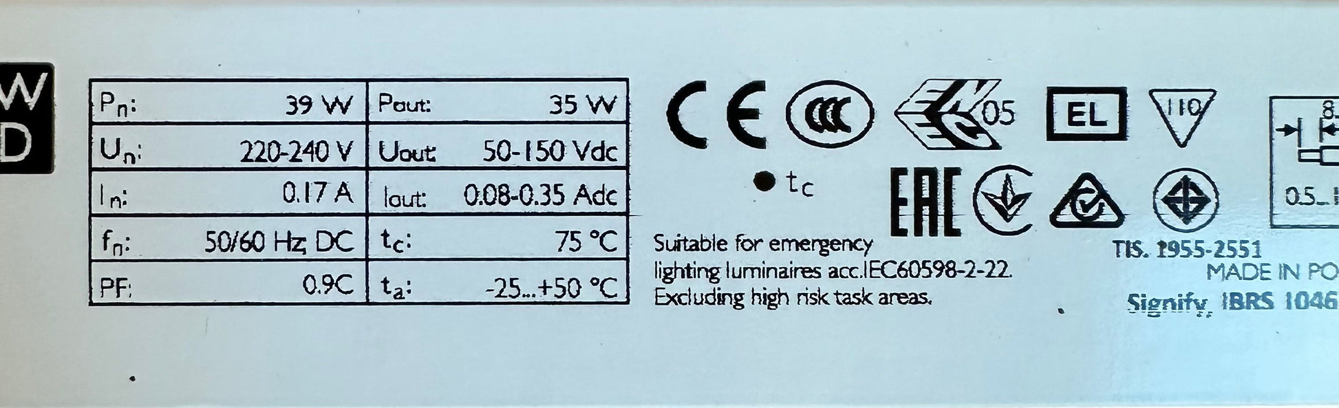 Philips 929001506406 Xitanium 35W 0.08-0.35A 150V S 230V - LED Retro