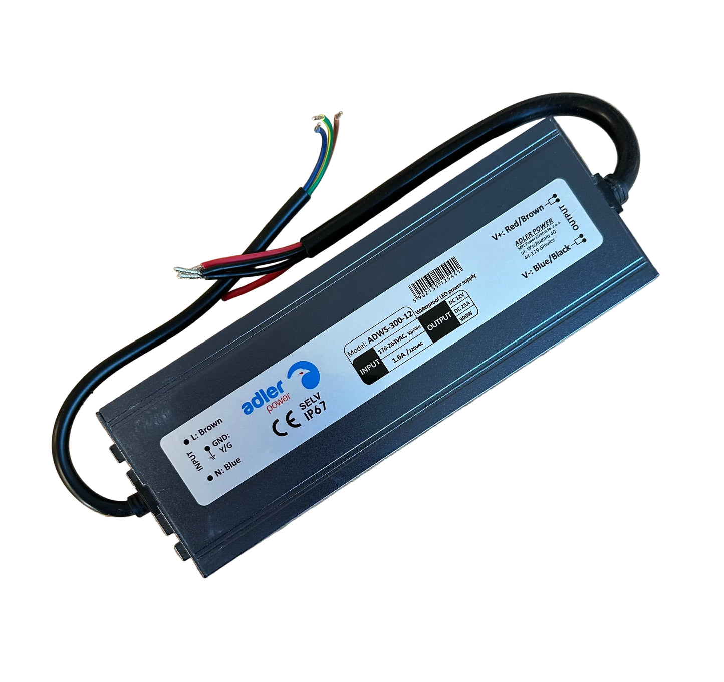ADLER ADWS-300-12 12V/25A 300W IP67 LED Power Supply - LED Retro