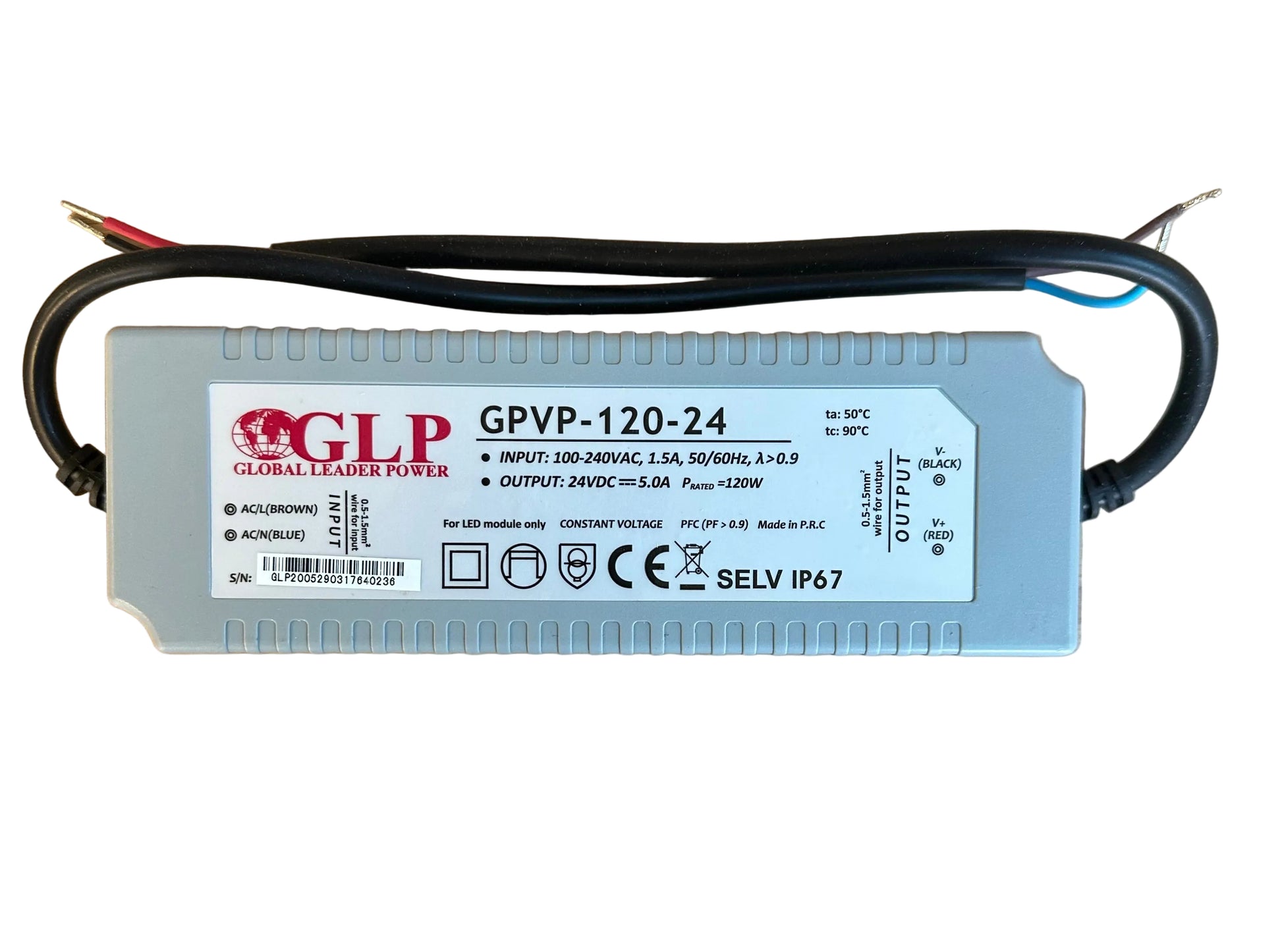 GLP GPVP-120-24 120W 24V/5A CV IP67 LED Power Supply - LED Retro